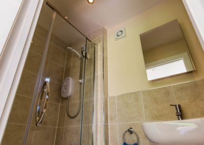Shower room interior in garden room